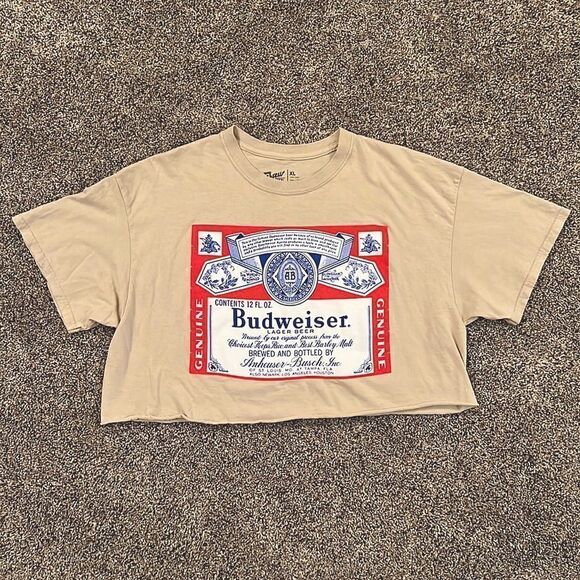 Perfect Condition!! Budweiser Beer Cropped T-Shirt - Picture 1 of 4